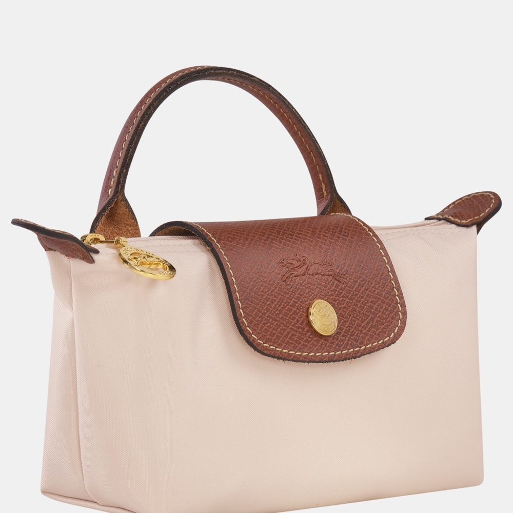 Longchamp Cream and Brown Mini Bag with Leather Trim